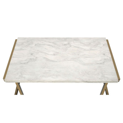 Boice II - End Table - Faux Marble & Champagne - Grand Furniture GA