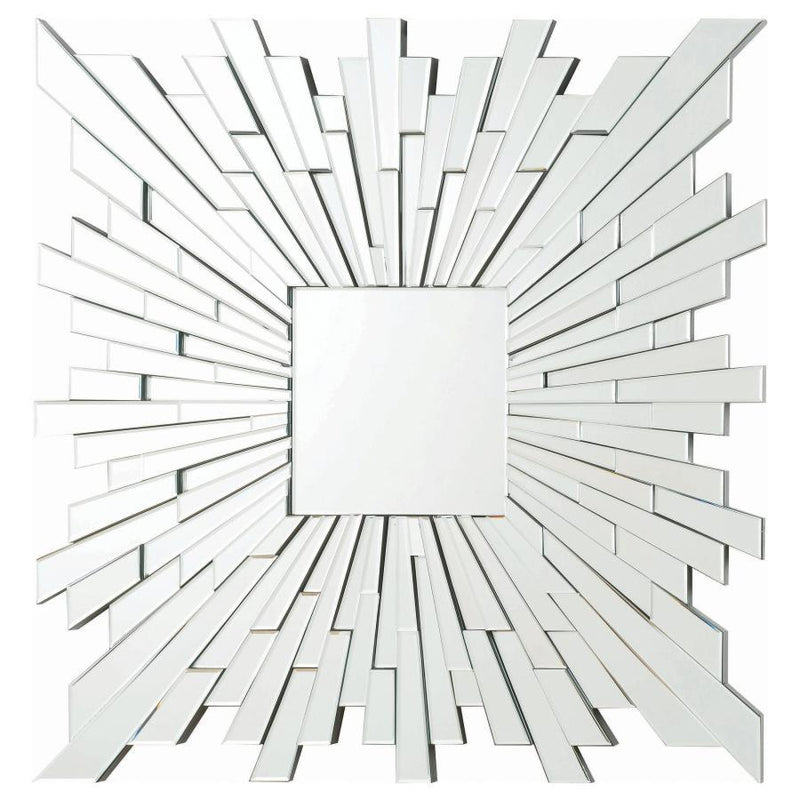 Brantley - Square Sunburst Wall Mirror - Silver - Wall Mirrors - Grand Furniture GA