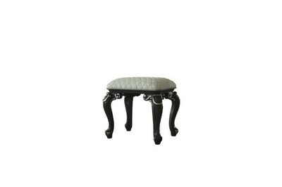 House - Delphine - Stool - Two Tone Ivory Fabric & Charcoal Finish - Grand Furniture GA