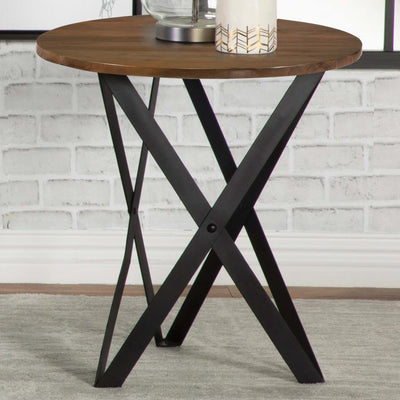 Zack - Round End Table - Smokey Grey and Black.