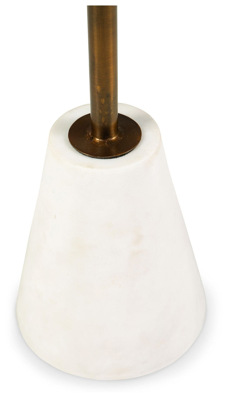 Caramont - Black / White / Gold Finish - Accent Table With White Base.