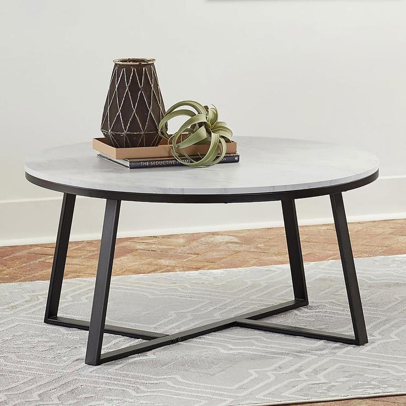 Hugo - Round Coffee Table - White and Matte Black.