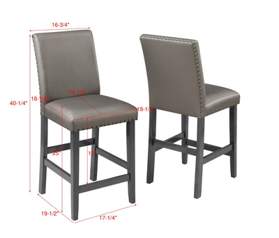 Bankston - Counter Height Chair With Nailhead (Set of 2) - Gray - Grand Furniture GA