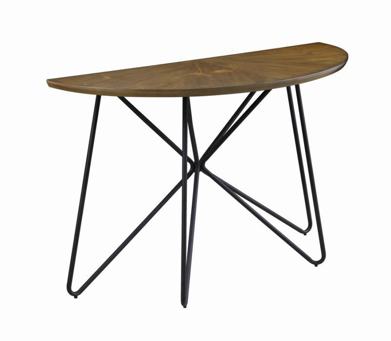 Brinnon - Semicircle Sofa Table - Dark Brown And Black.