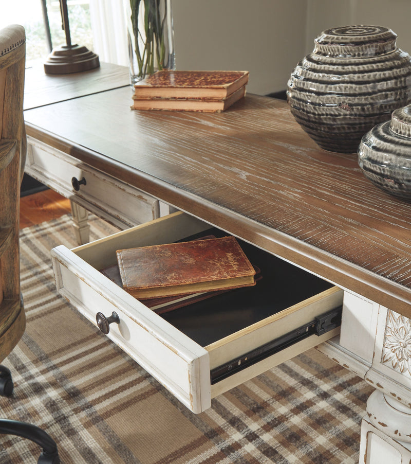 Realyn - White / Brown - L Shaped Desk With Lift Top.