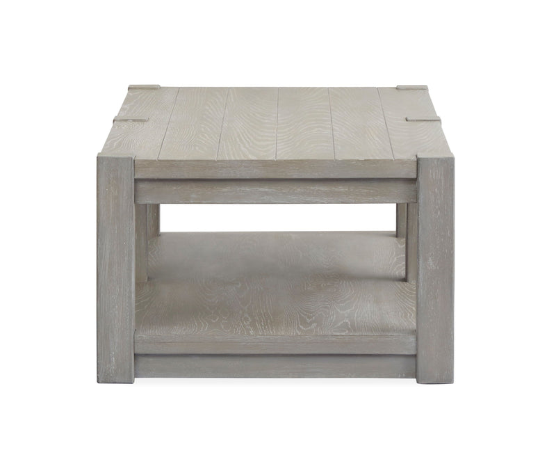 Burgess - Rectangular Shelf Cocktail Table With Casters - Calico Grey.