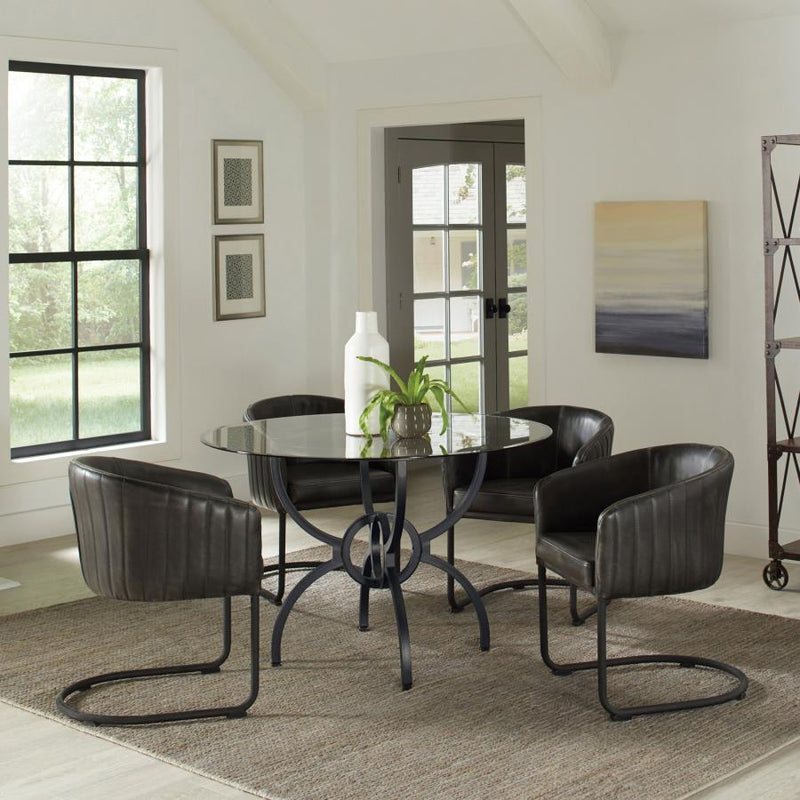 Aviano - 5-Piece Dining Set - Gunmetal and Matte Black.