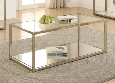 Cora - Coffee Table With Mirror Shelf - Chocolate Chrome.