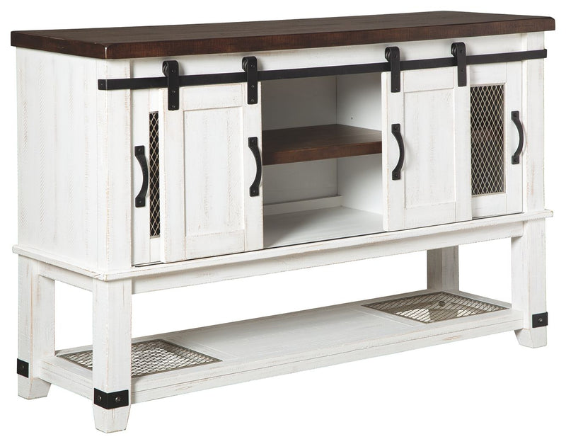 Valebeck - White / Brown - Dining Room Server.