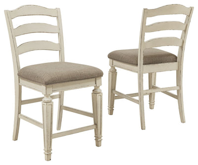 Realyn - Chipped White - Upholstered Barstool (Set of 2).