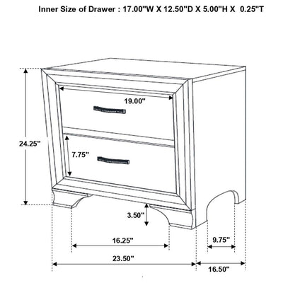 Beaumont - 2-Drawer Rectangular Nightstand - Champagne - Grand Furniture GA