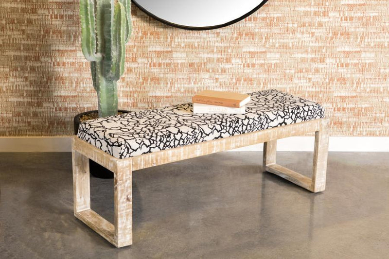 Aiden - Sled Leg Upholstered Accent Bench - Black and White.