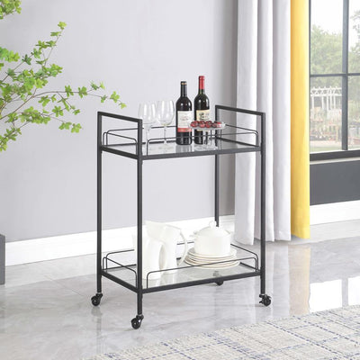 Curltis - Serving Cart With Glass Shelves - Clear and Black.