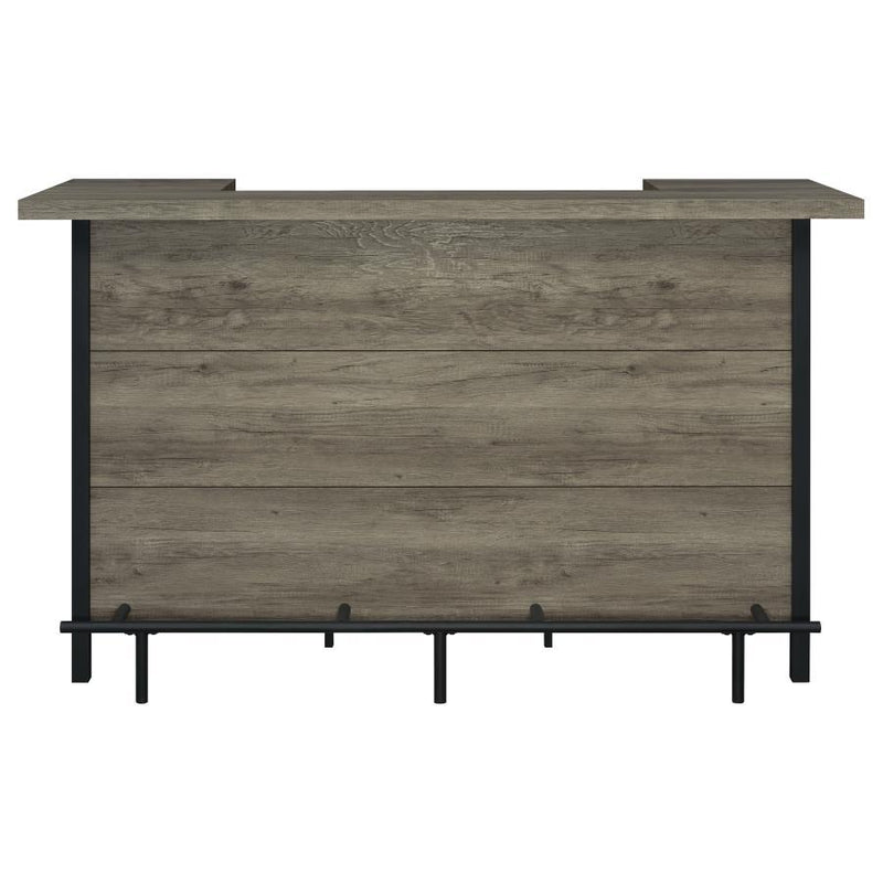 Bellemore - Bar Unit With Footrest - Grey Driftwood and Black.