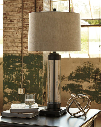 Talar - Clear / Bronze Finish - Glass Table Lamp.