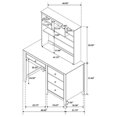 Selena - 4-Drawer Computer Desk With Hutch - Buttermilk