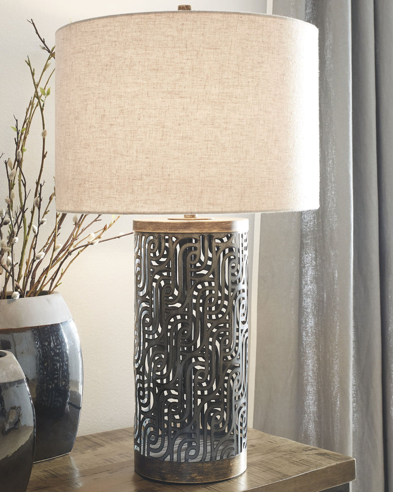 Dayo - Gray / Gold Finish - Metal Table Lamp.