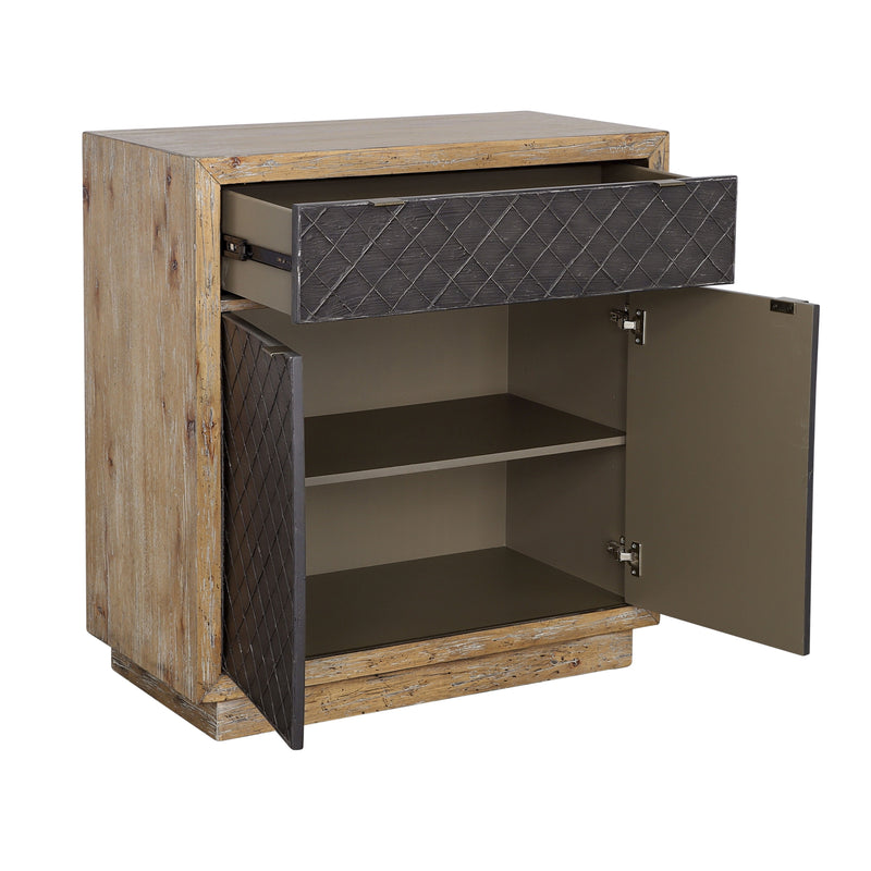 Tyler - One Drawer Two Door Cabinet - Natural & Black.