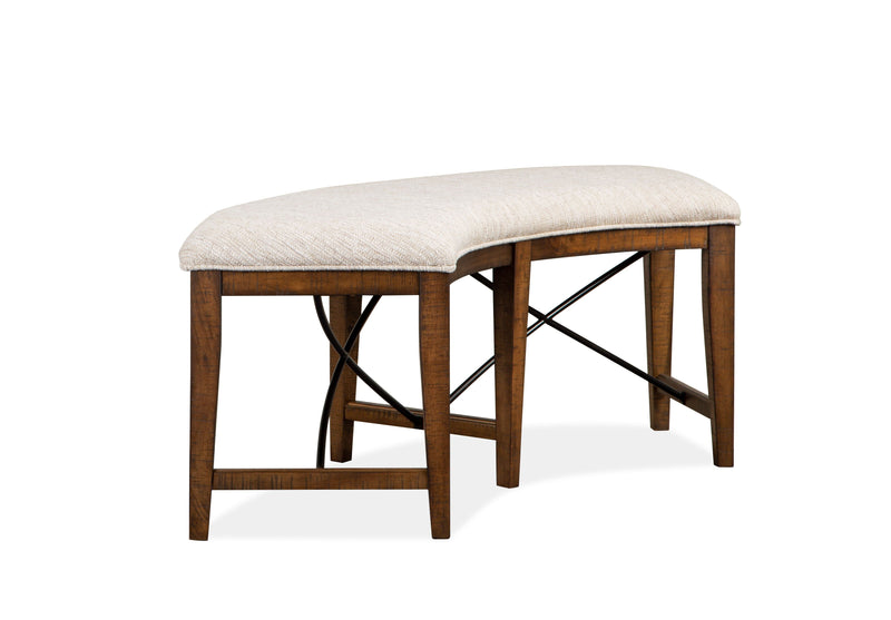 Bay Creek - Curved Bench With Upholstered Seat - Toasted Nutmeg.