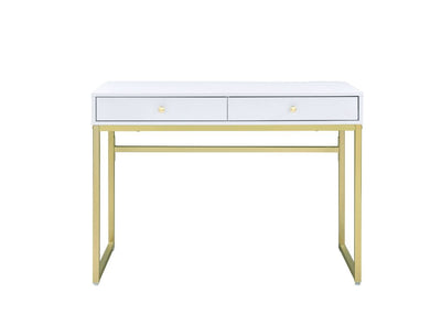 Coleen - Desk - White & Brass Finish - Grand Furniture GA