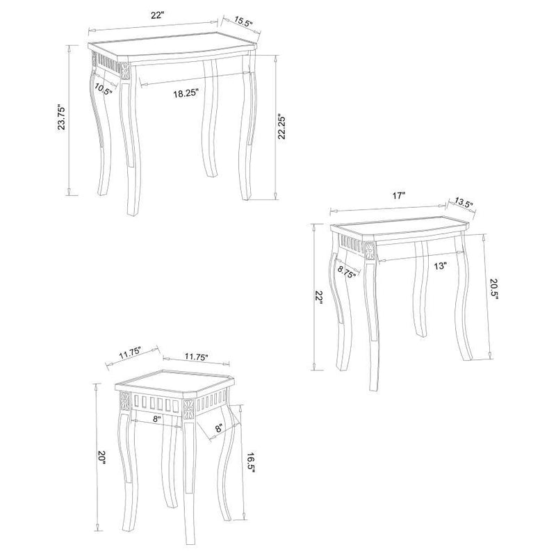 Daphne - 3 Piece Curved Leg Nesting Tables WArm - Brown - Nesting Tables - Grand Furniture GA