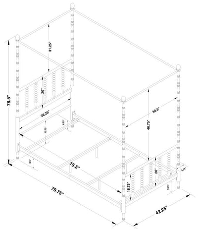 Betony - Twin Canopy Bed - White - Grand Furniture GA