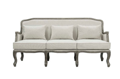 Tania - Sofa - Cream Linen & Brown Finish - Grand Furniture GA