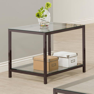 Trini - End Table With Glass Shelf - Black Nickel.