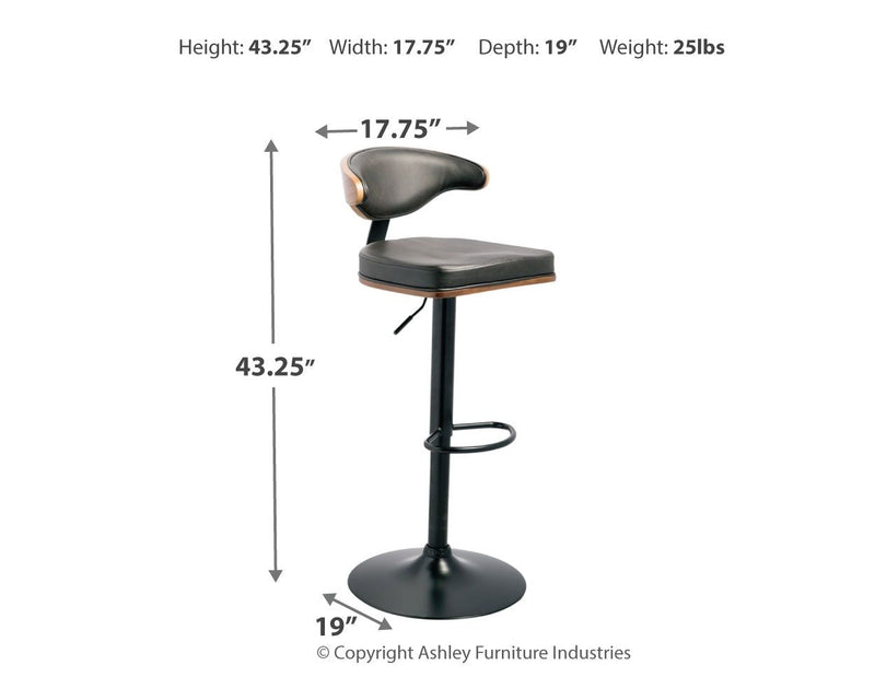 Bellatier - Brown / Black - Tall Uph Swivel Barstool.