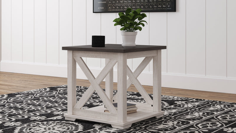 Dorrinson - White / Black / Gray - Square End Table.