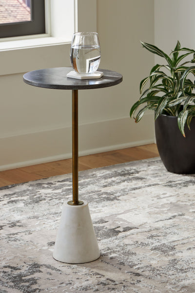 Caramont - Black / White / Gold Finish - Accent Table With White Base.
