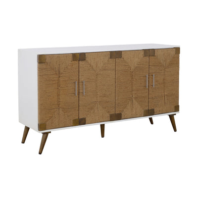 Egret - White & Jute Four Door Credenza.