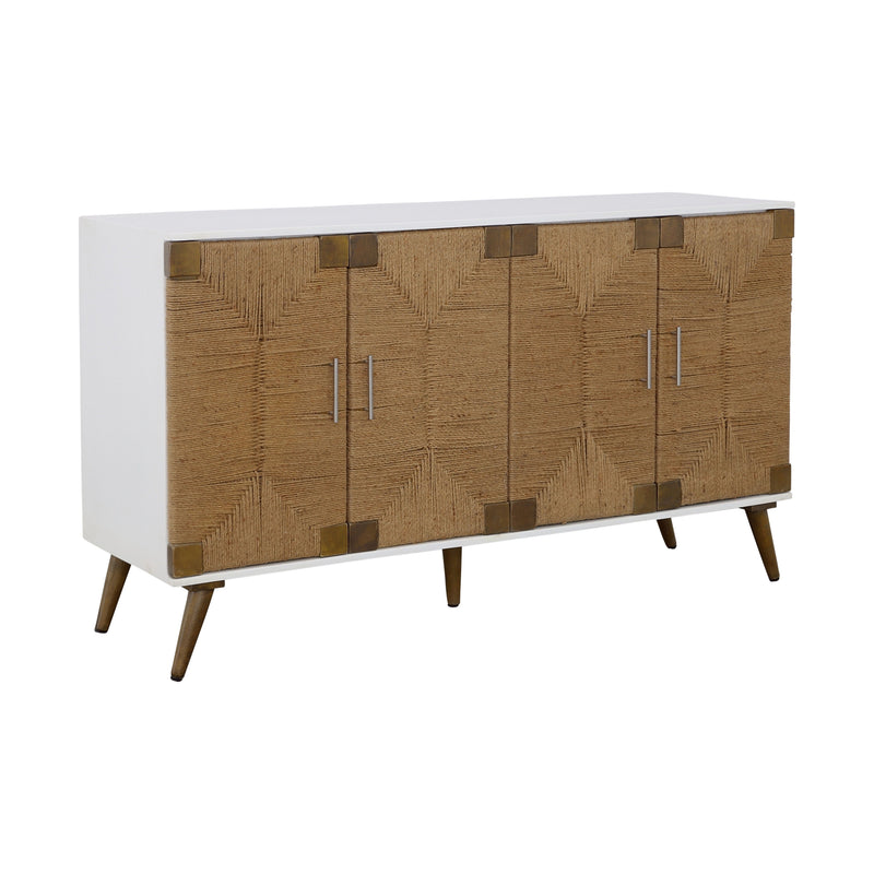 Egret - White & Jute Four Door Credenza.