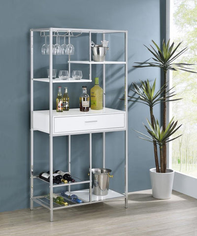 Figueroa - Wine Cabinet - White And Silver