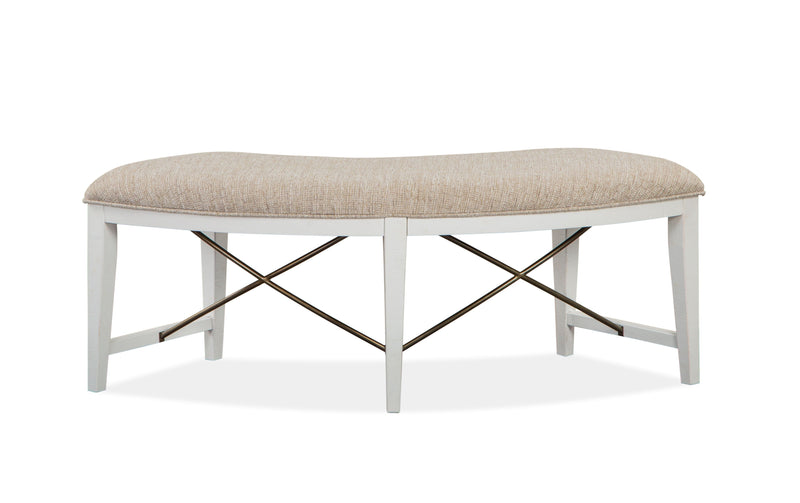 Heron Cove - Curved Bench With Upholstered Seat - Chalk White.