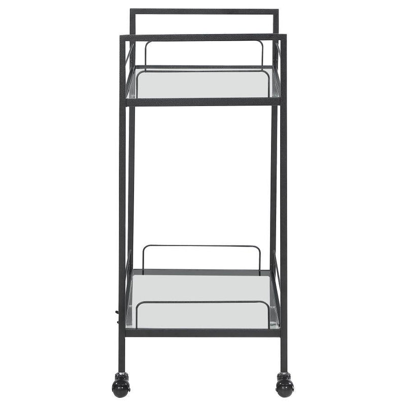 Curltis - Serving Cart With Glass Shelves - Clear and Black.