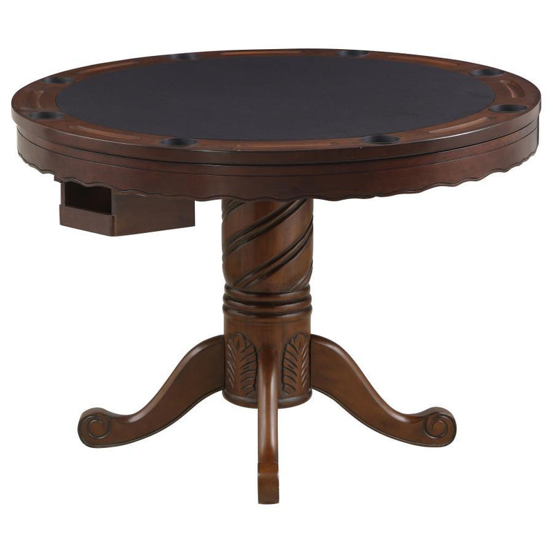 Turk - 3-In-1 Round Pedestal Game Table - Tobacco.