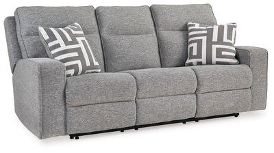 Biscoe - Pewter - Power Reclining Sofa With Adj Headrest.