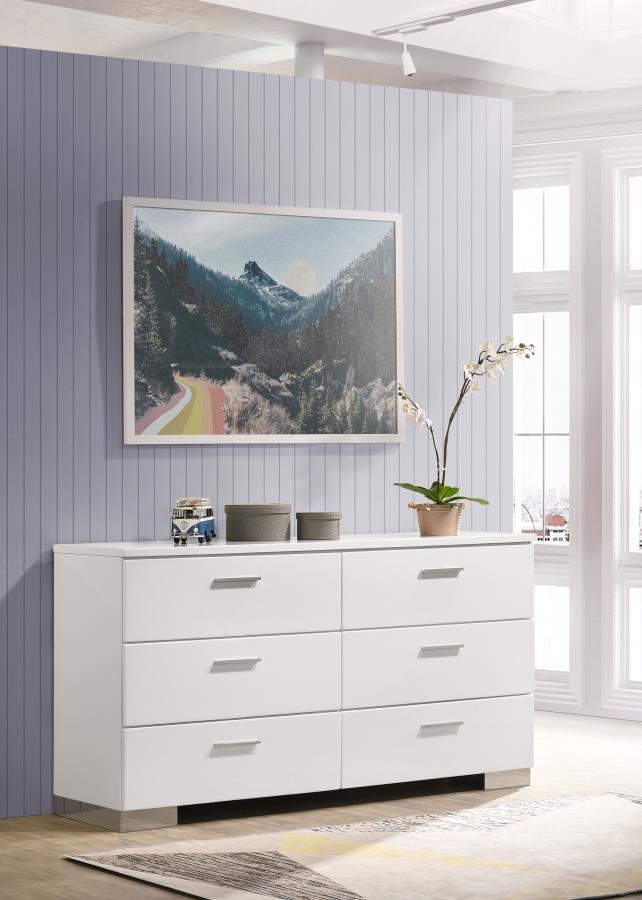 Felicity - 6-Drawer Dresser - Glossy White.