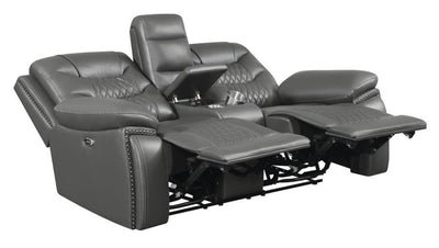 Flamenco - Tufted Upholstered Power Loveseat With Console - Charcoal.