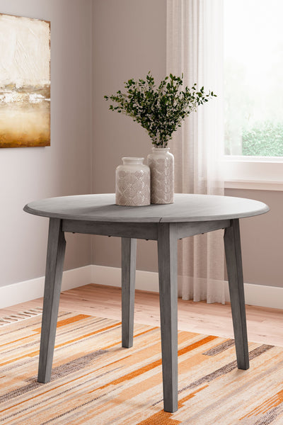 Shullden - Gray - Round Drm Drop Leaf Table.