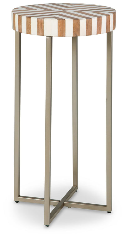 Cartley - White / Light Brown - Accent Table.