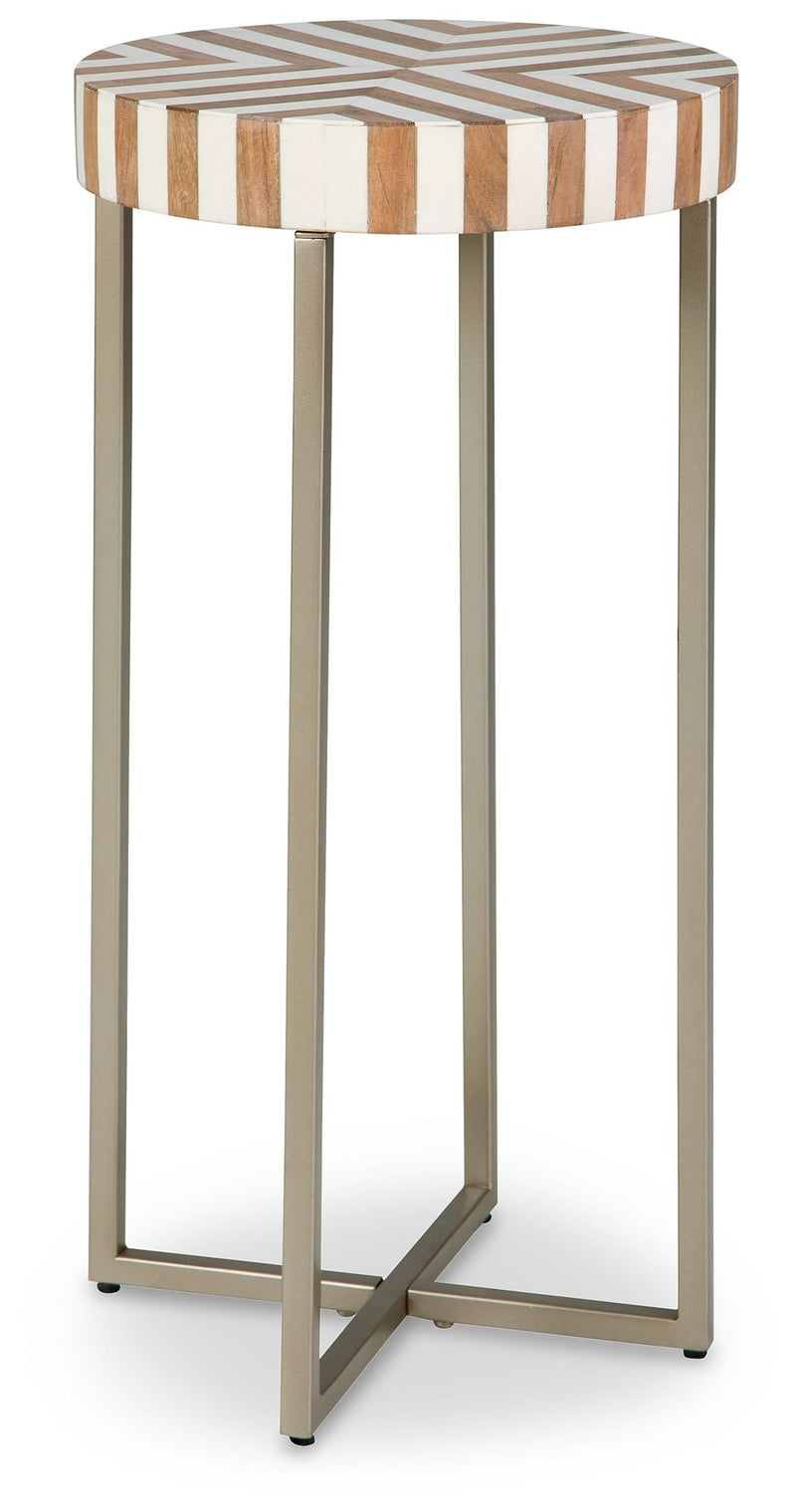 Cartley - White / Light Brown - Accent Table.