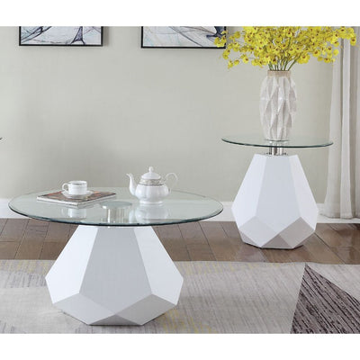 Chara - Coffee Table - White High Gloss & Clear Glass - Grand Furniture GA