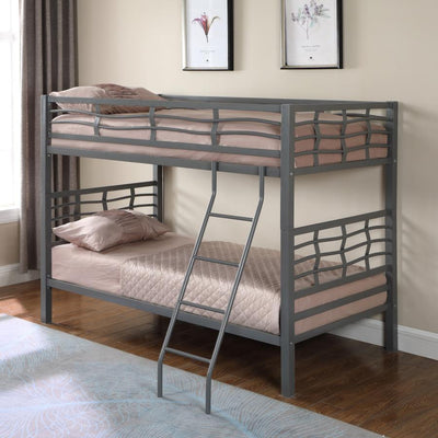 Fairfax - Twin Over Twin Bunk Bed With Ladder - Light Gunmetal - Bunk Beds - Grand Furniture GA