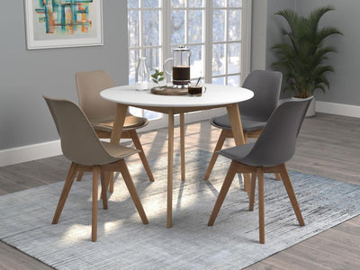 Breckenridge - Round Dining Table - Matte White and Natural Oak.