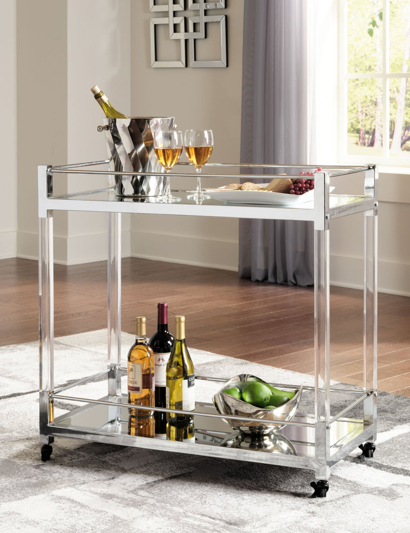 Chaseton - Clear / Silver Finish - Bar Cart.