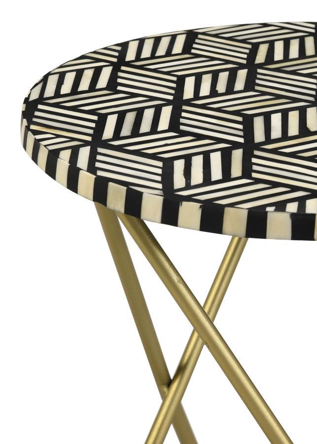 Xenia - Round Accent Table With Hairpin Legs - Black and White.