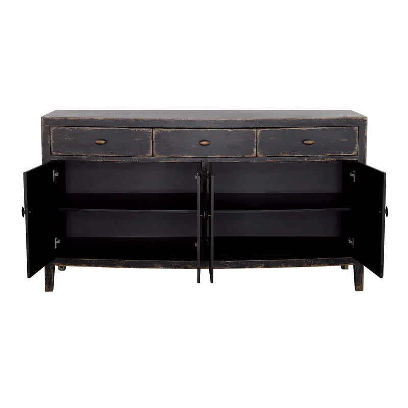 Gibson - Four Door Three Drawer Credenza - Coal & Brown.