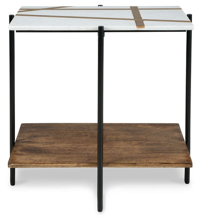 Braxmore - White / Light Brown - Accent Table.